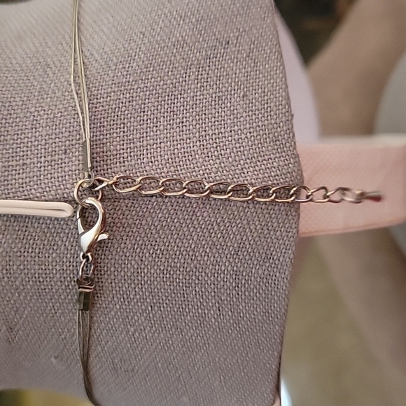 1990s Green Glass Beaded Layered Floating Illusion Station Necklace Earrings Set - Picture 7 of 8